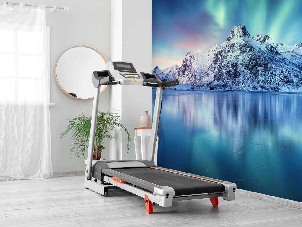 Nordljus över ett djupfryst hav och berg