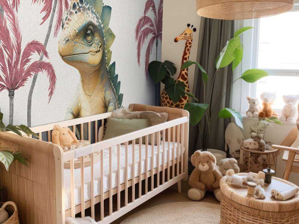 Baby stegosaurus i den rosa djungeln