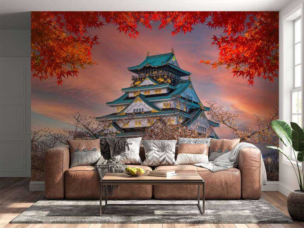 Osaka slott genom träden