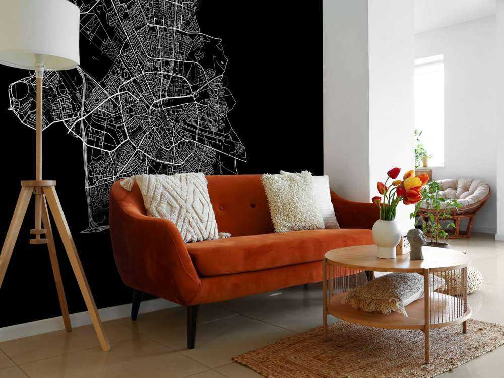 Karta över Eindhoven, svart