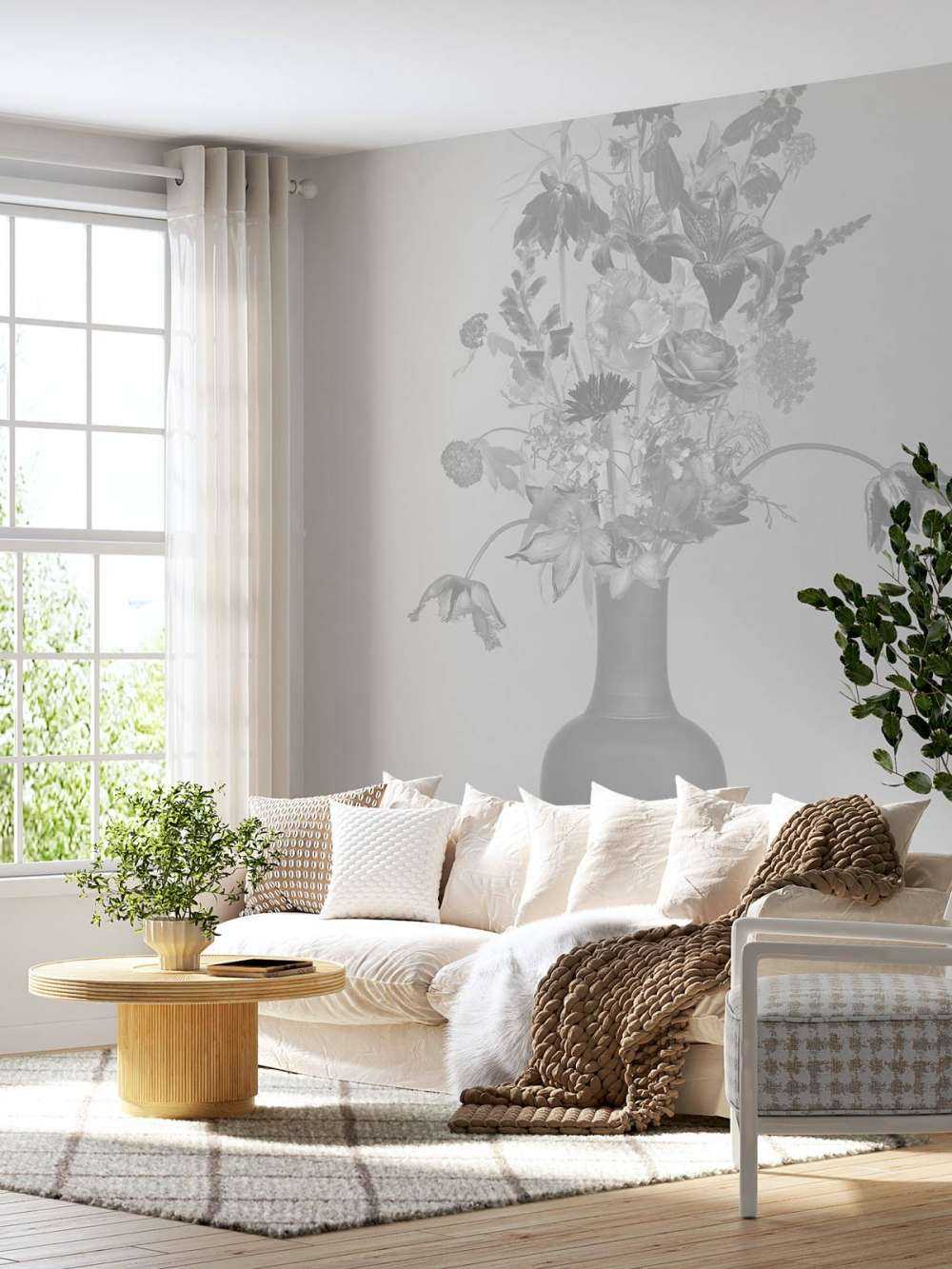 Generös blombukett svart och vit