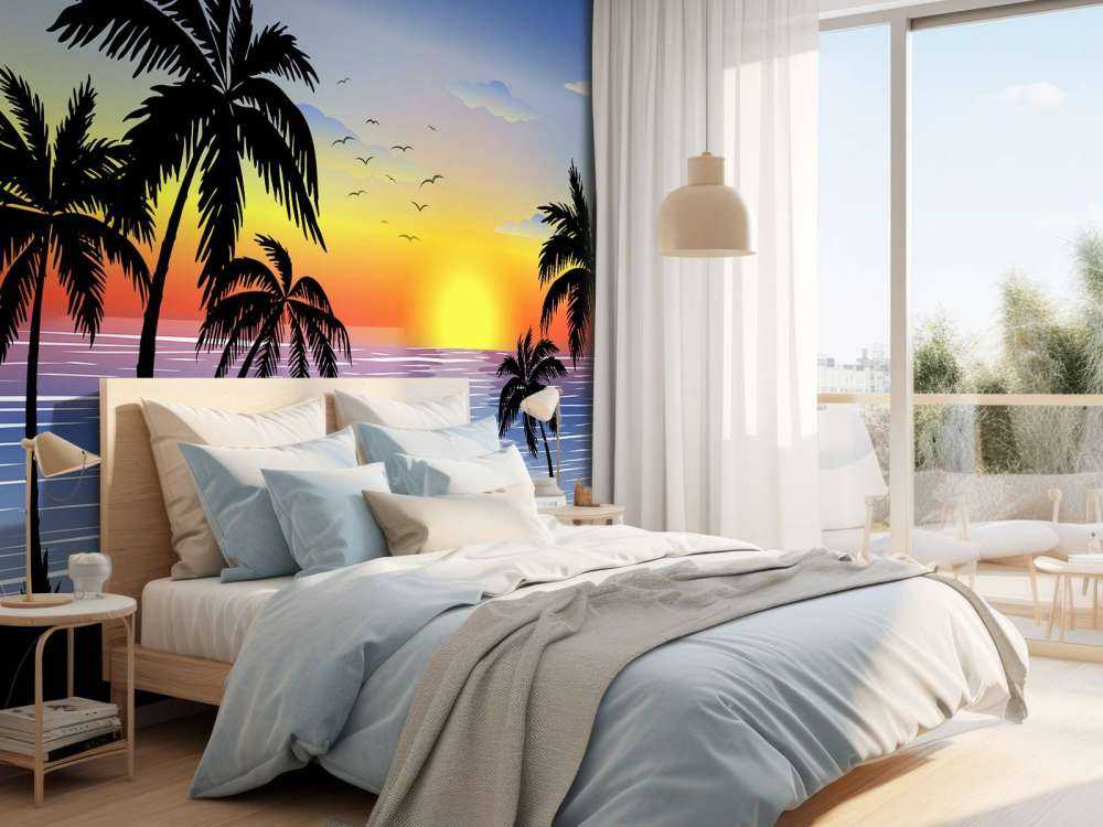 Blå, oransje solnedgang