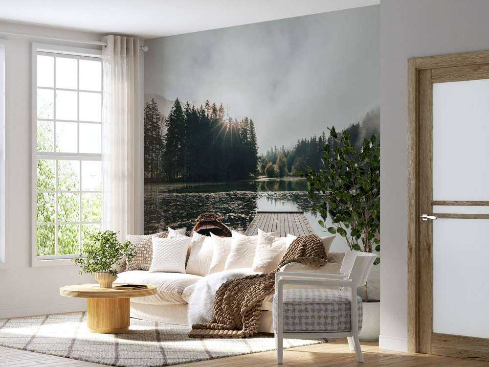 Foggy morning by the water