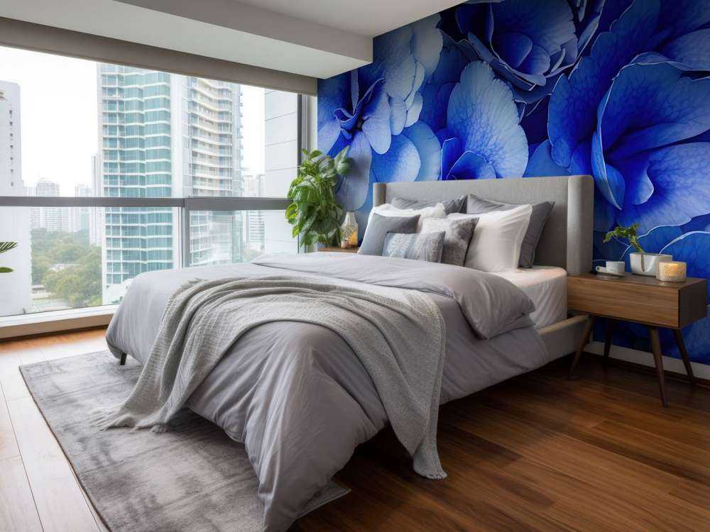 Nærbilde av blå hortensiaer