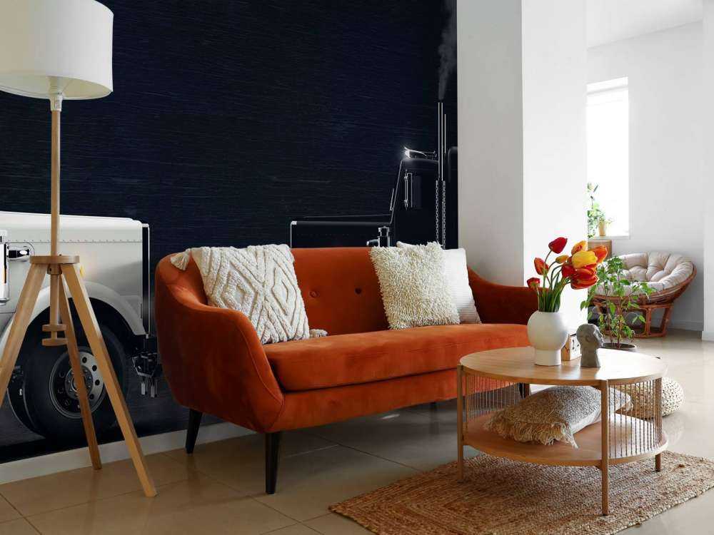 Svart og hvit lastebil