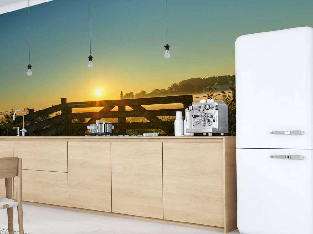 Gjerde ved soloppgang