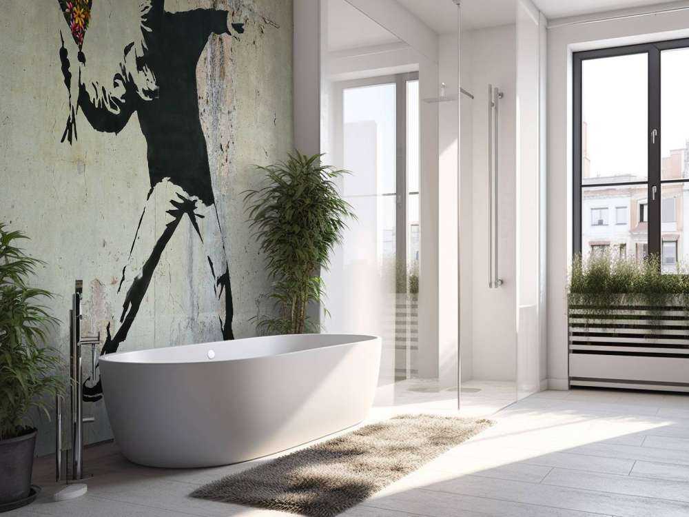 Banksy - Flower thrower, raw concrete