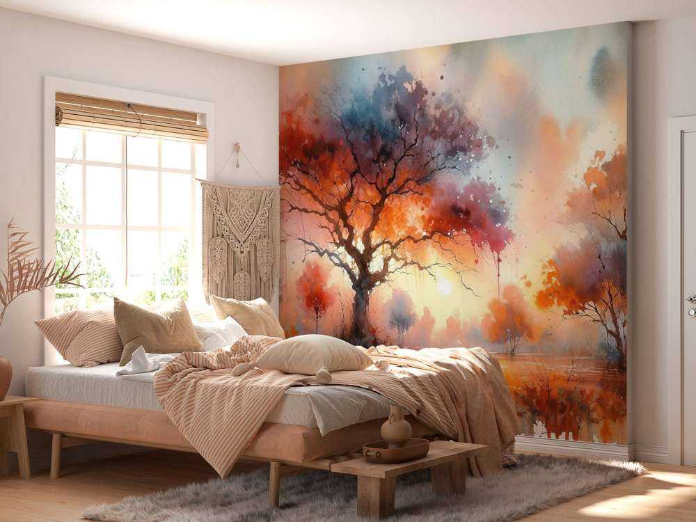 Høstens brennende baldakin i skumringen