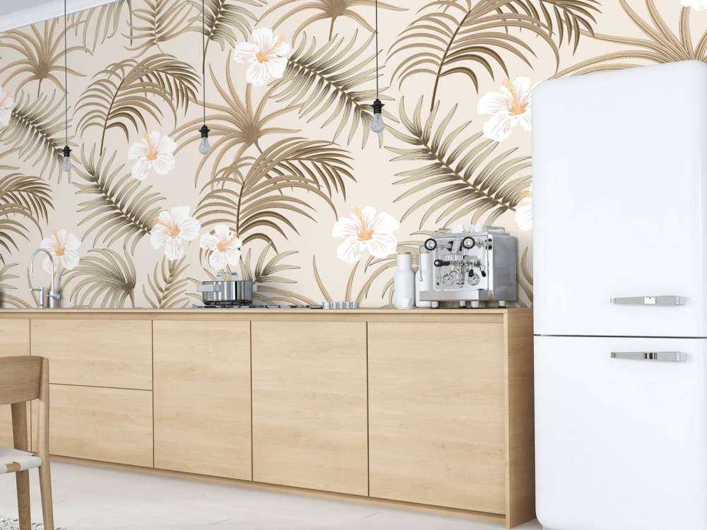 Palmetreblader og blomster