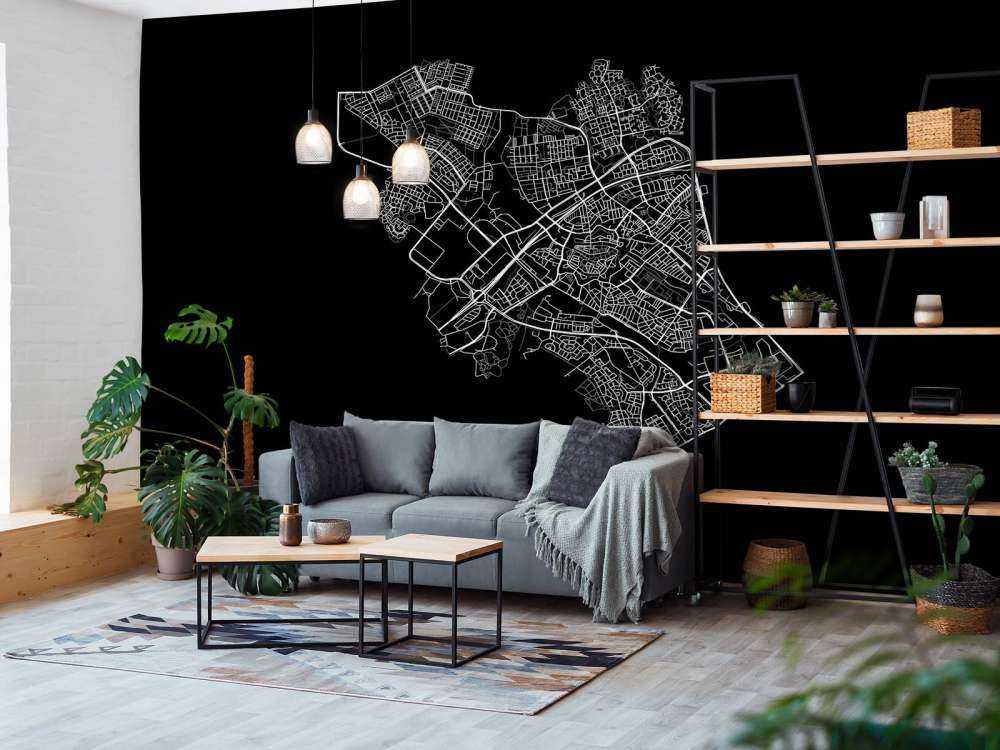 Kart over Zwolle, svart