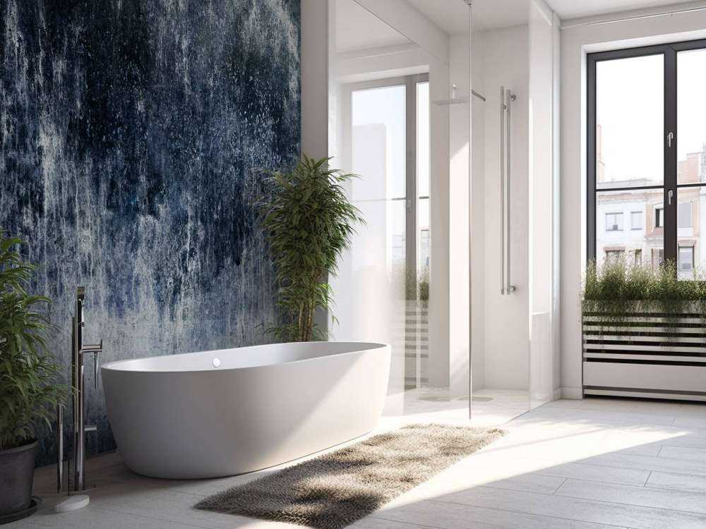 Gammel forvitret blå vegg