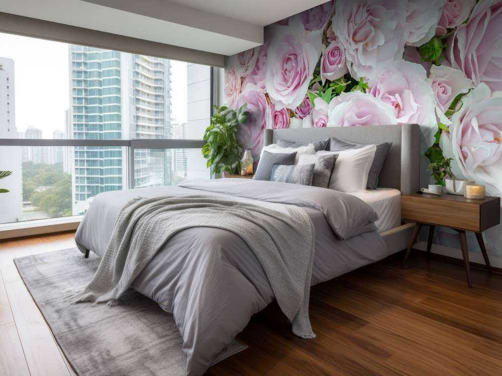 Fargerike hvite og rosa roser