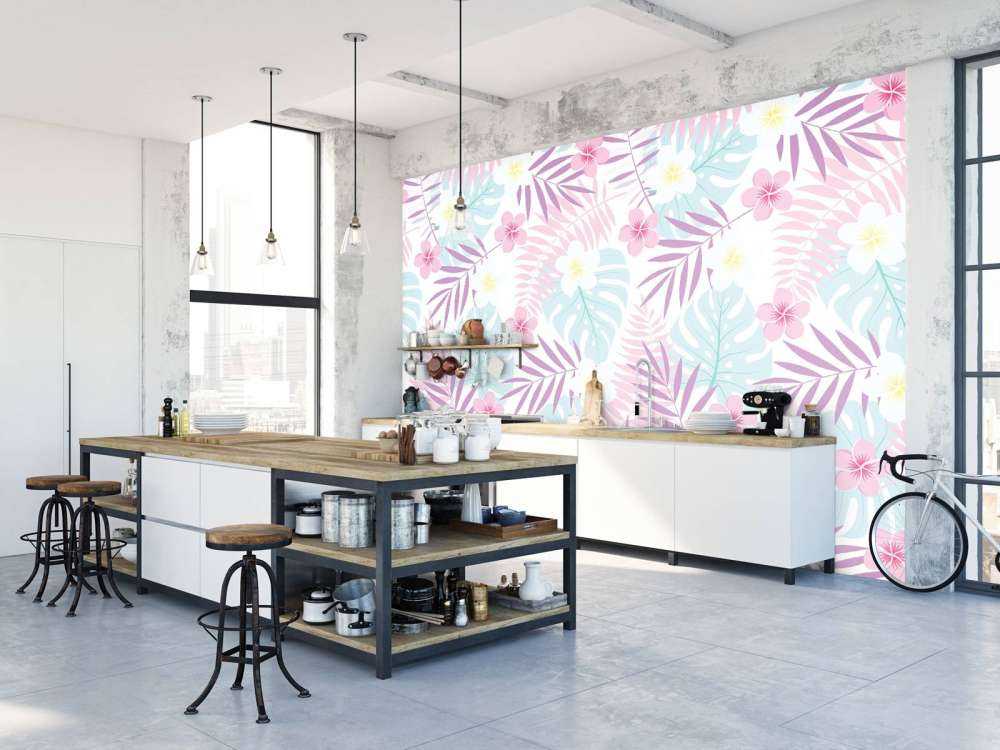 Pastellblomster og blader