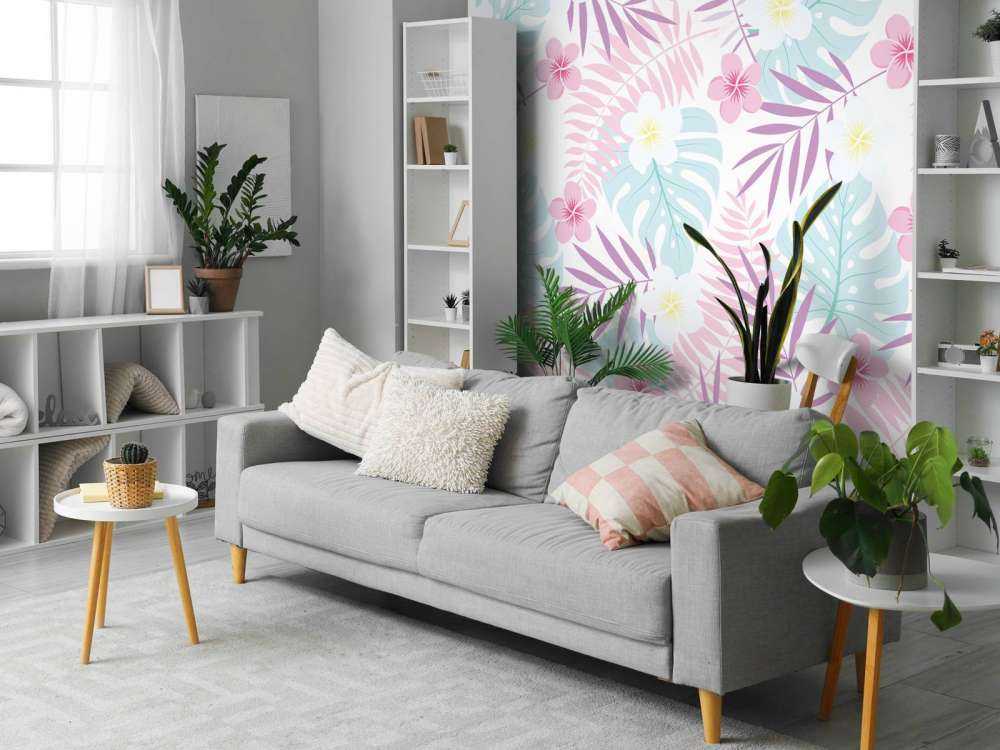 Pastellblomster og blader