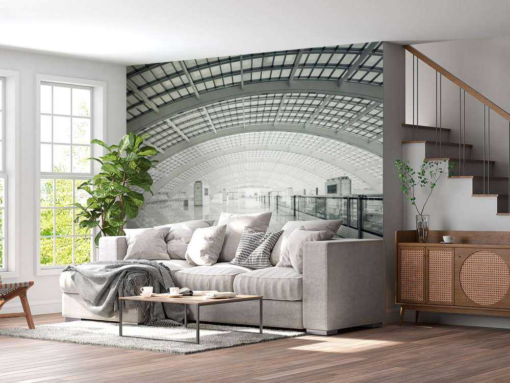 Moderne hall med avrunding