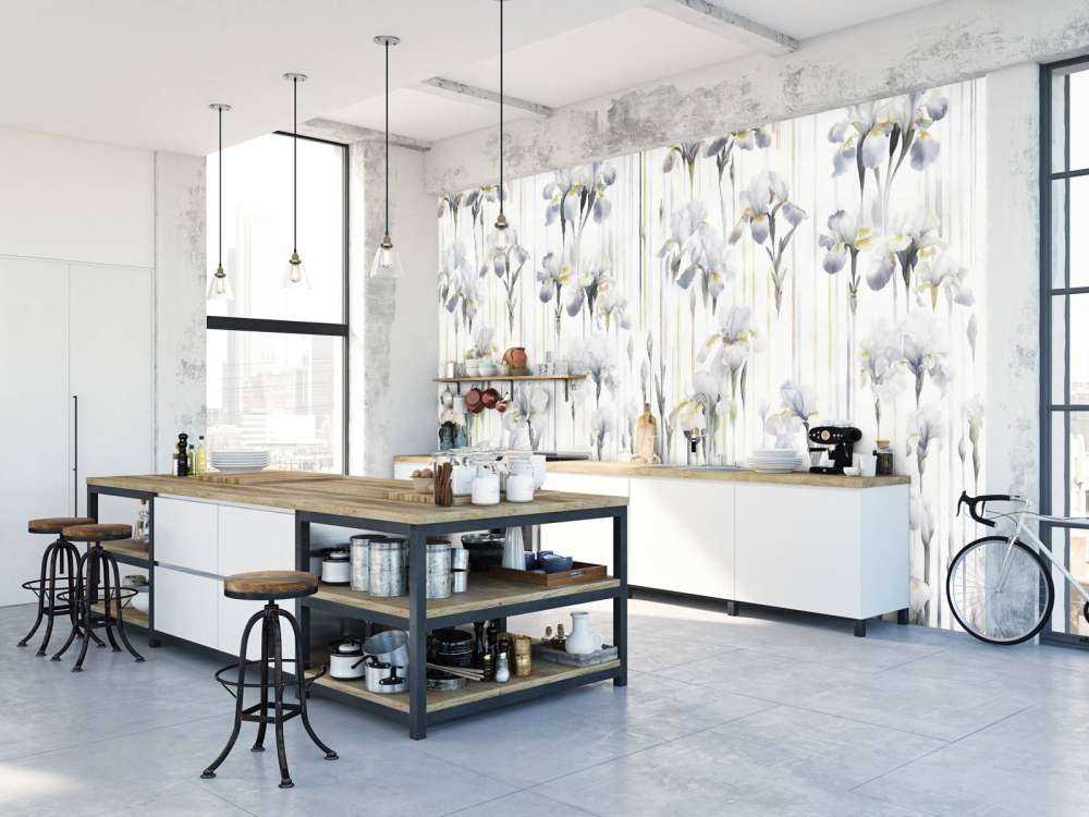 Iris og striper sømløs grå