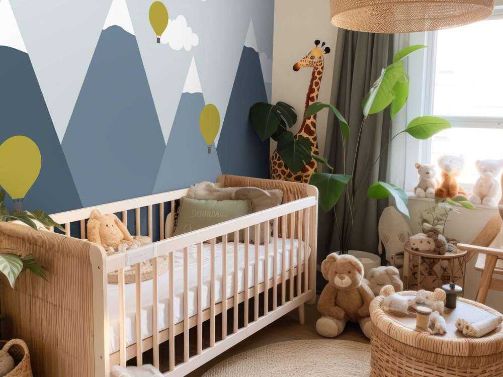 Blå fjell med luftballonger