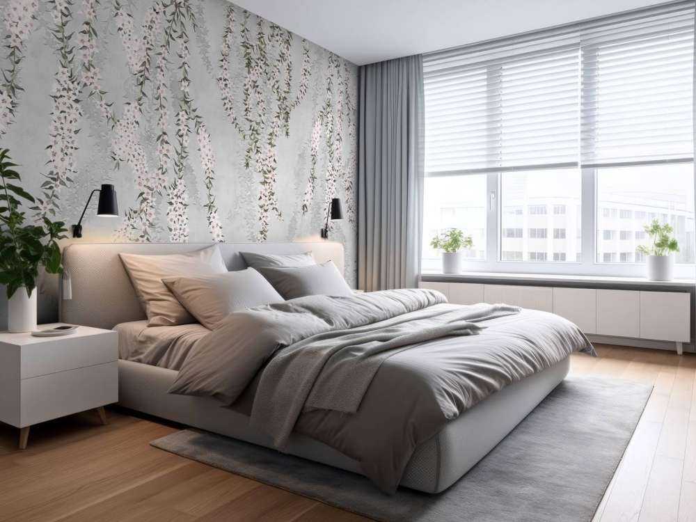 Blomstrene på lyseblå betong