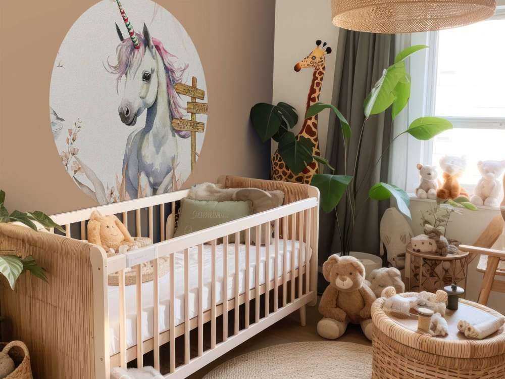 Enhjørningbaby med planter i taupe