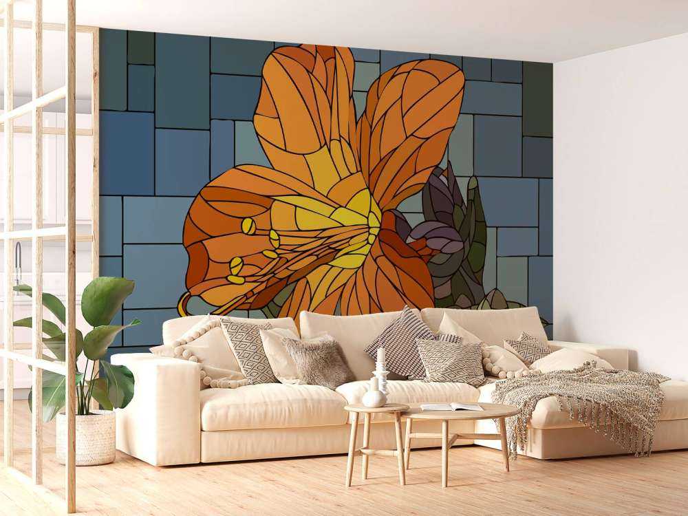Farverig orange blomst