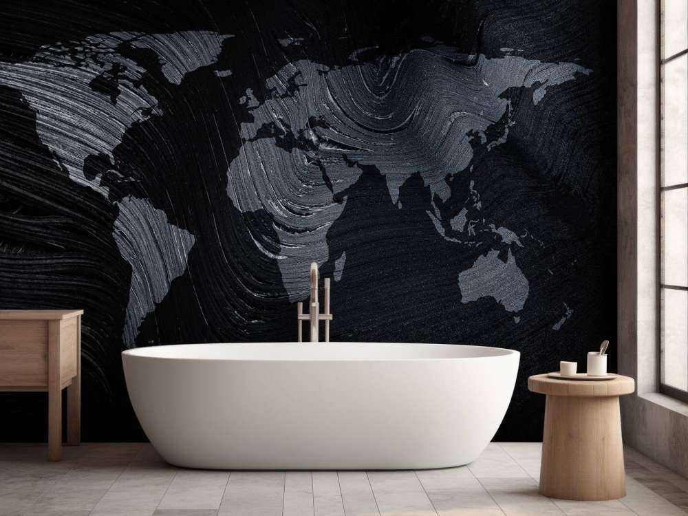 Verdenskort på et palmeblad