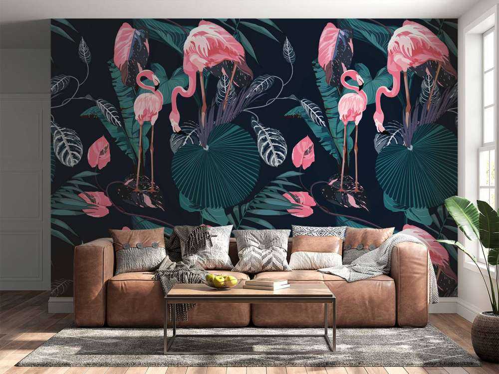 Vilde lyserøde flamingoer