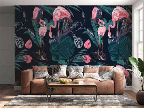 Vilde lyserøde flamingoer