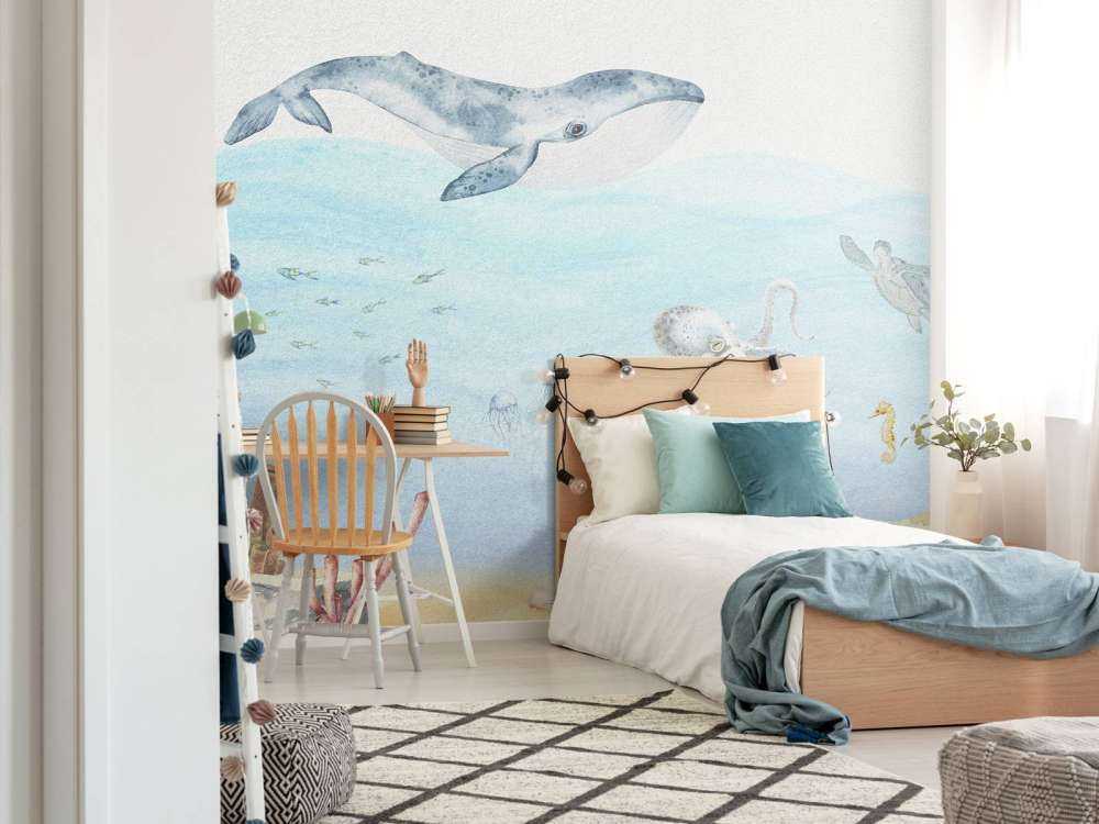 Undervandsverden med en hval