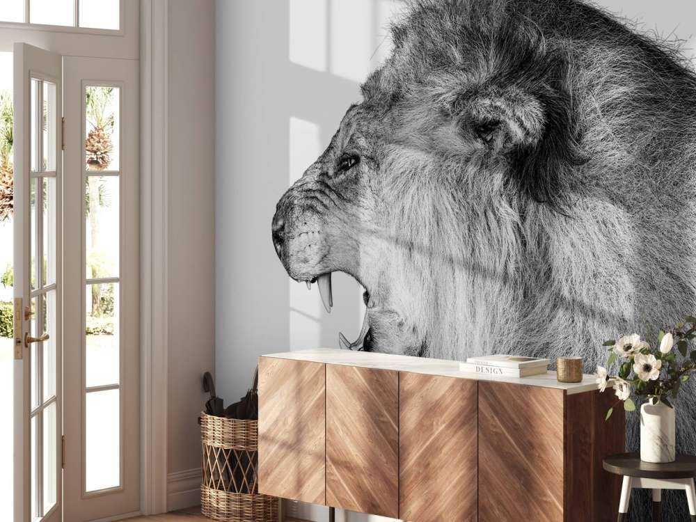 Brølende løve hvid