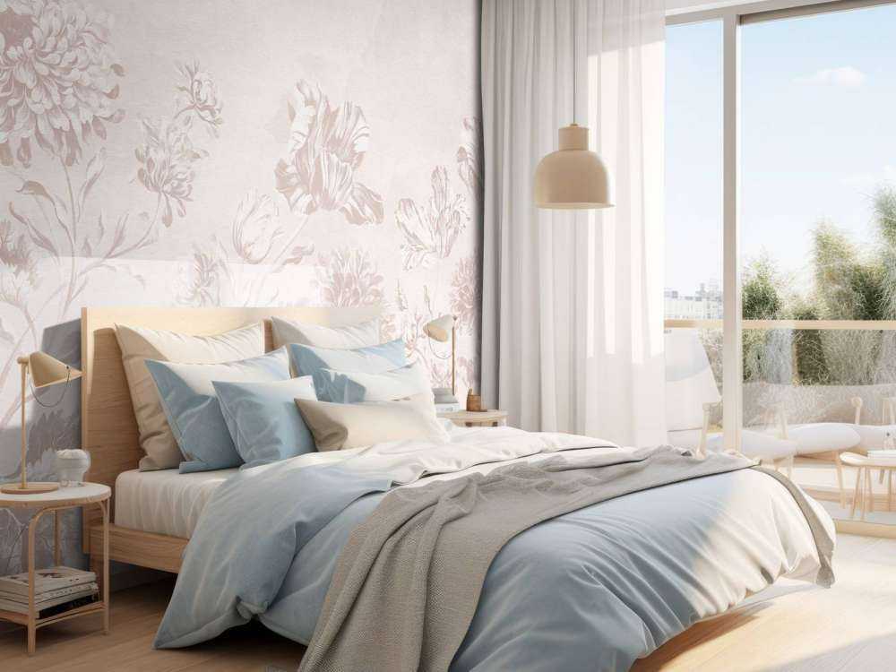 Barokt blomsterlandskab - pudderrosa