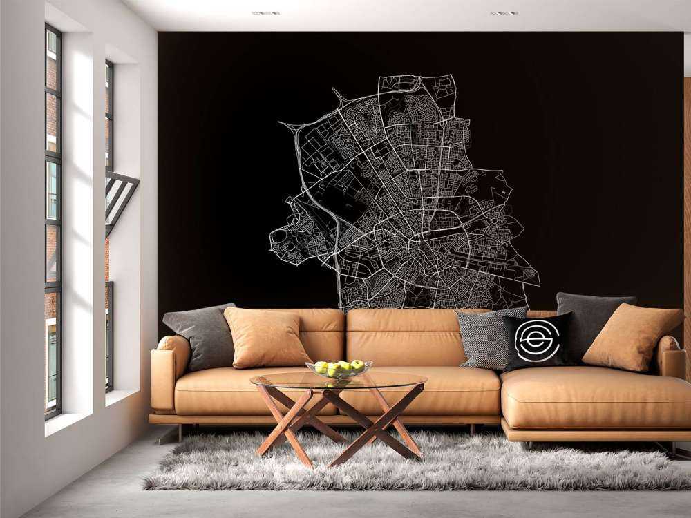 Karta över Eindhoven, svart