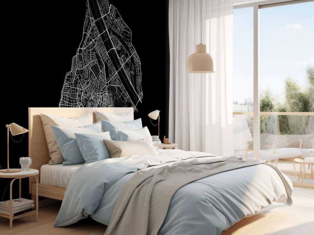 Karta över Wiens centrum, svart