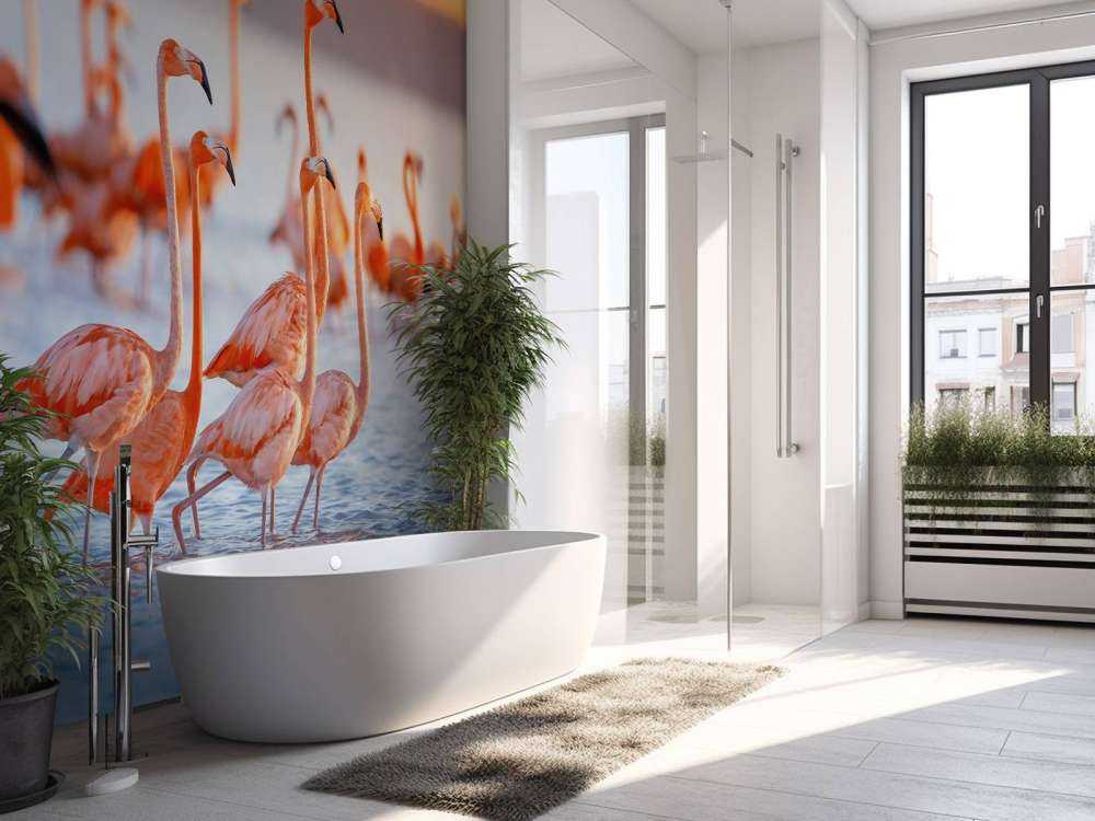 Stirande flamingos