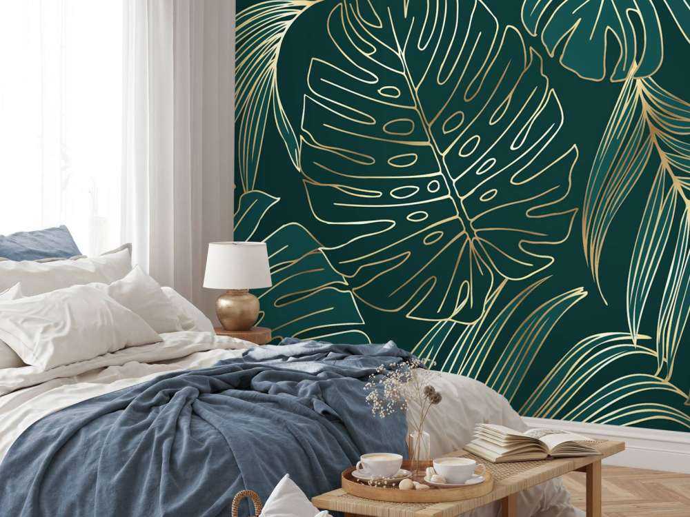 Gröna blad med guld