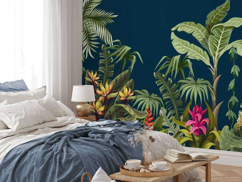 Djungelblommor och träd