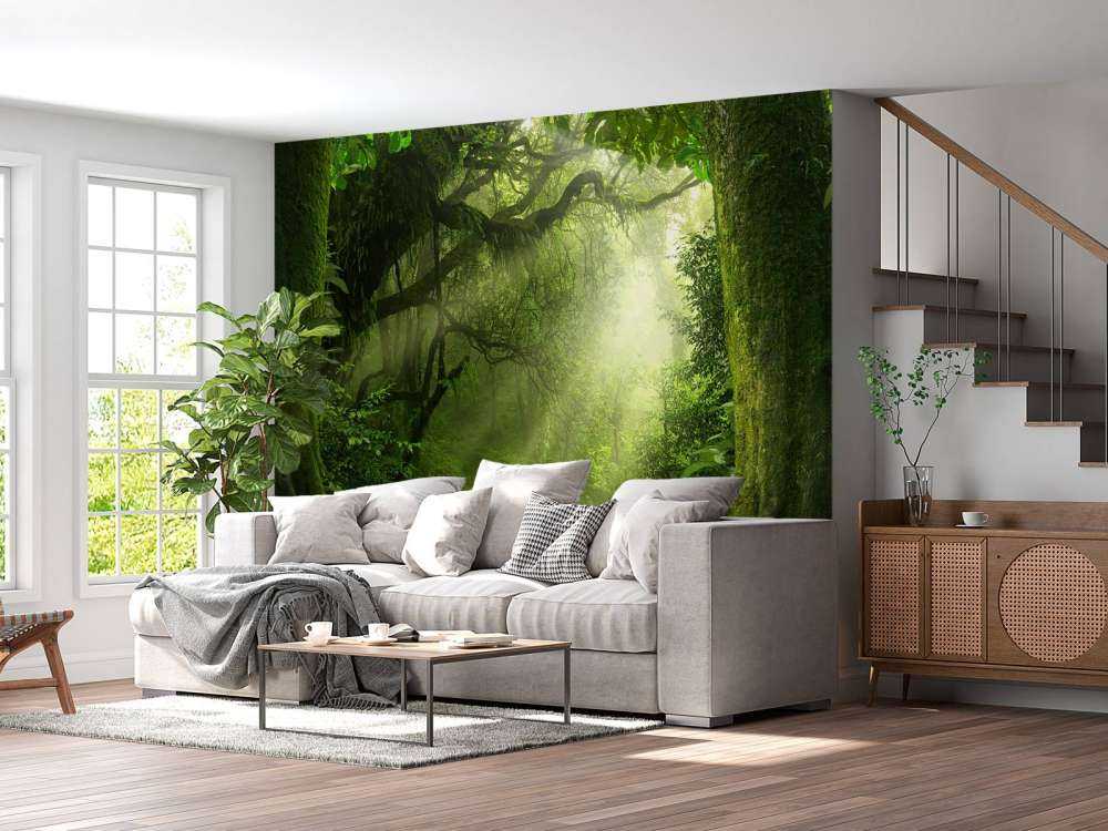 Djungel med solstrålar