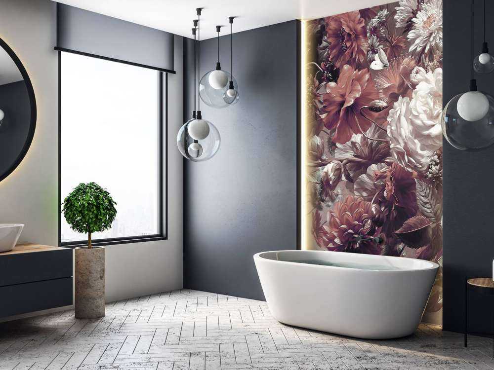 Stort blomsterarrangemang med orange vallmo