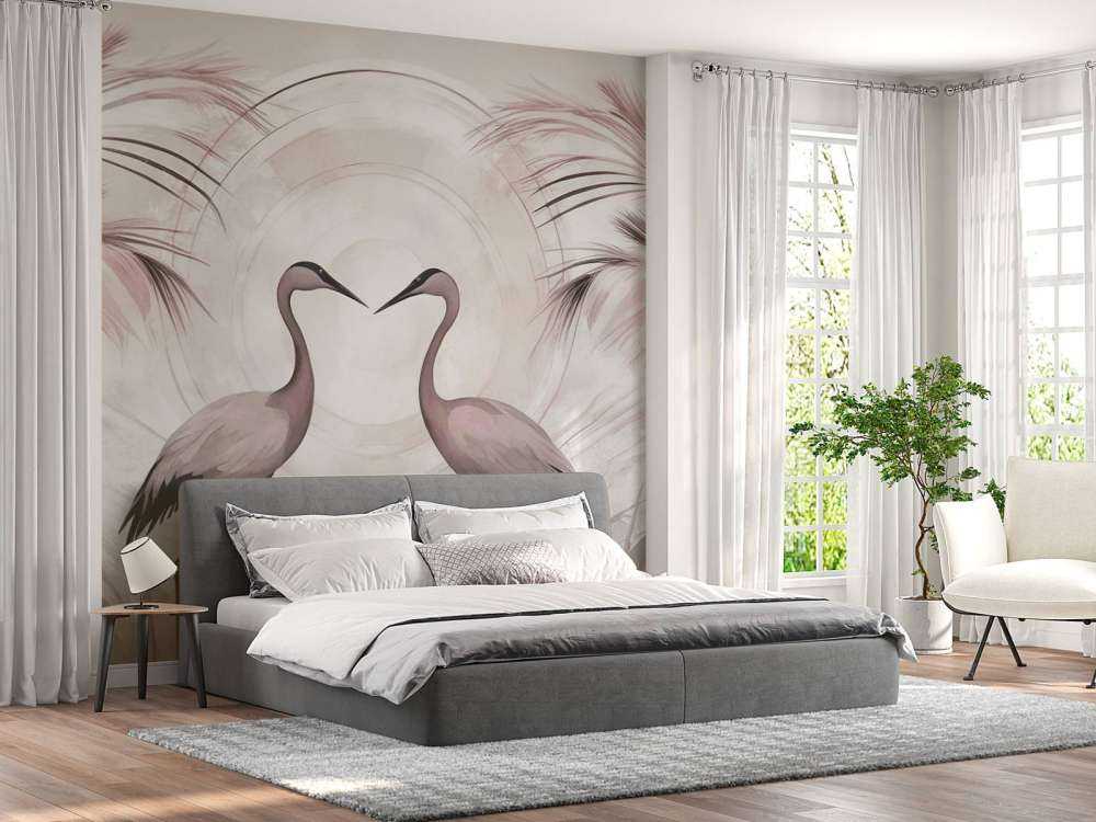 Kranar vid solnedgången rosa