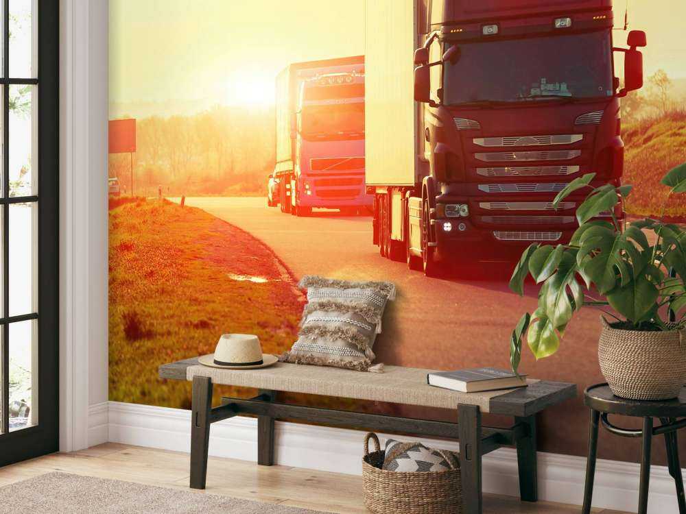 Lastbilar på en motorväg