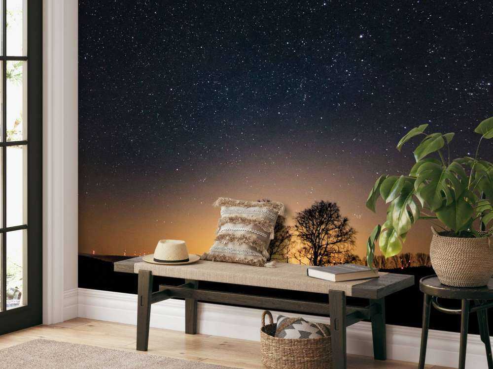 Solnedgång med stjärnor