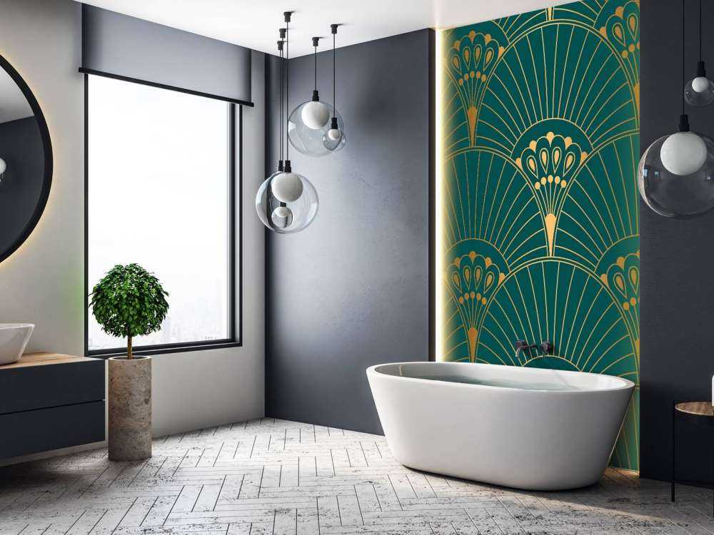 Art deco-fläkt i teal