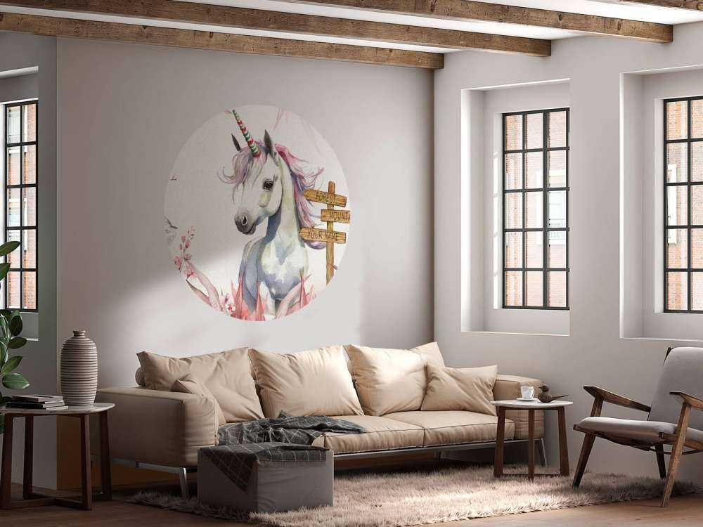 Baby enhörning med växter rosa