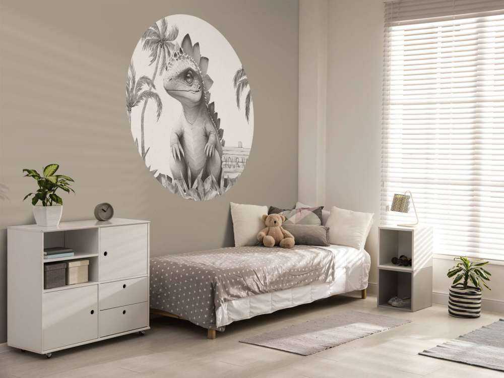 Baby stegosaurus i den beige djungeln