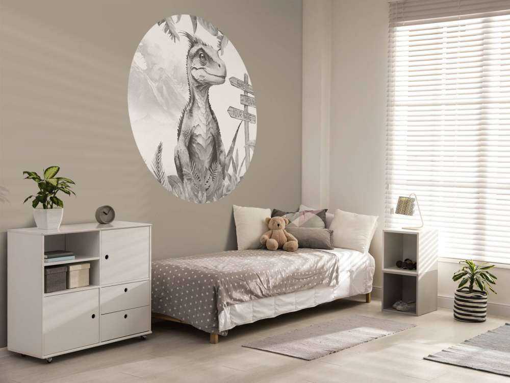 Baby velociraptor i den beige djungeln