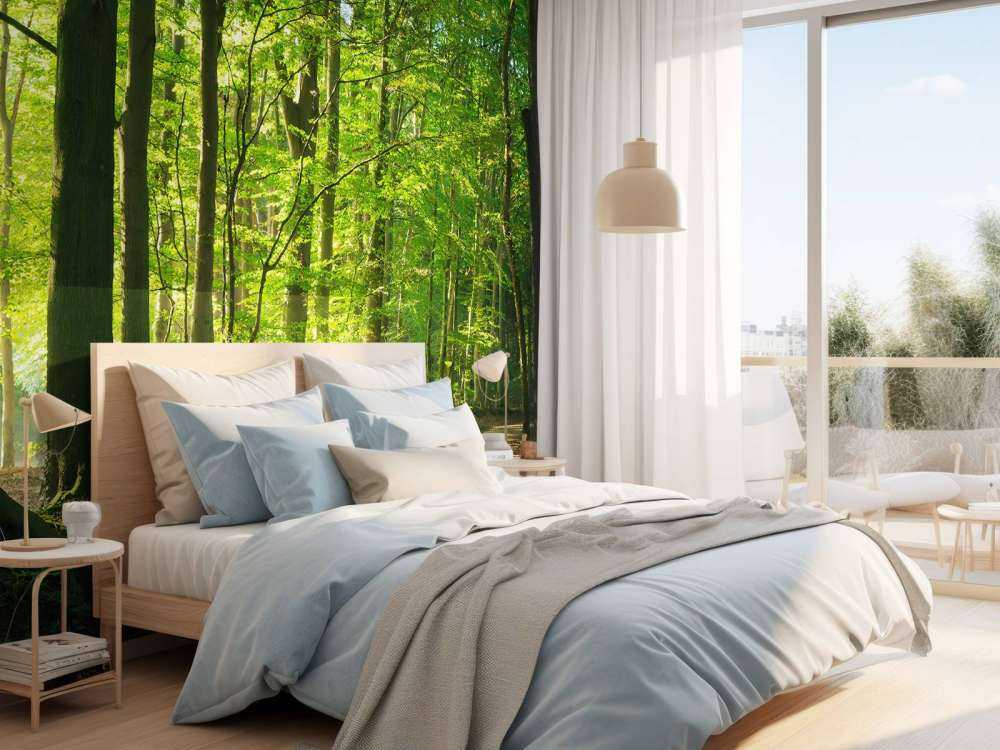 Solig väg till och med en skog