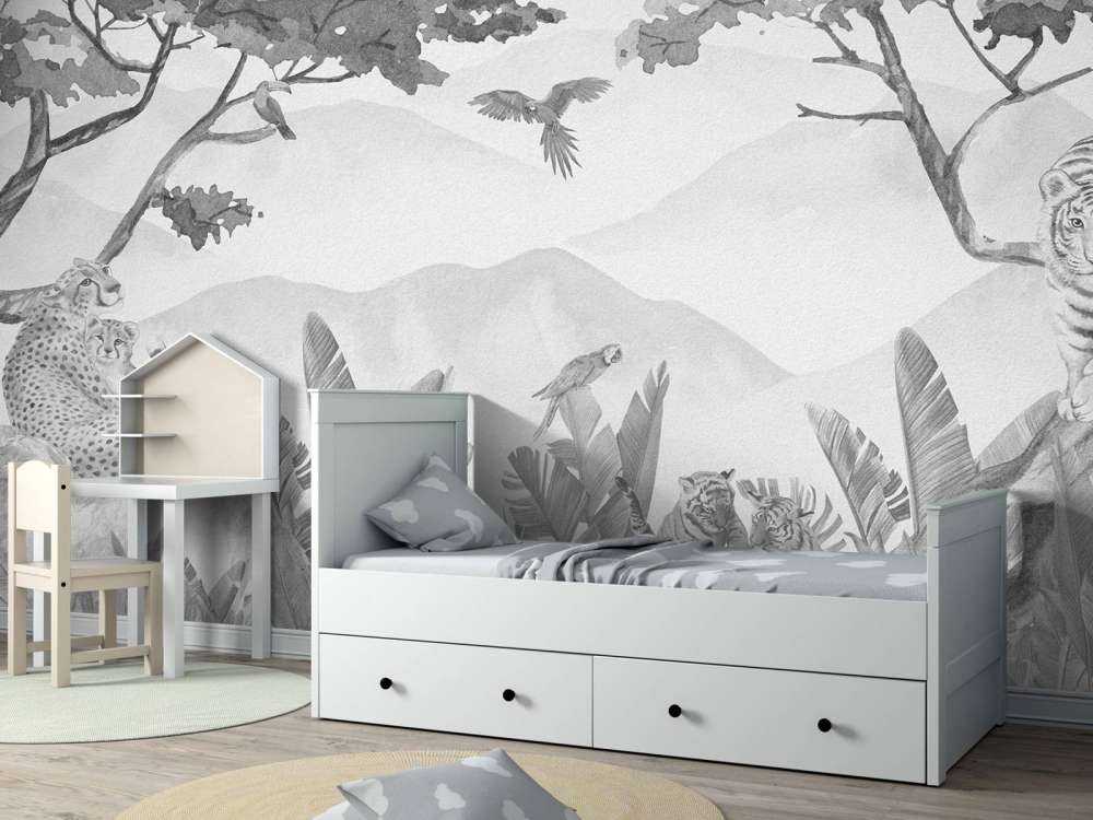 Rovdjur i djungeln grå