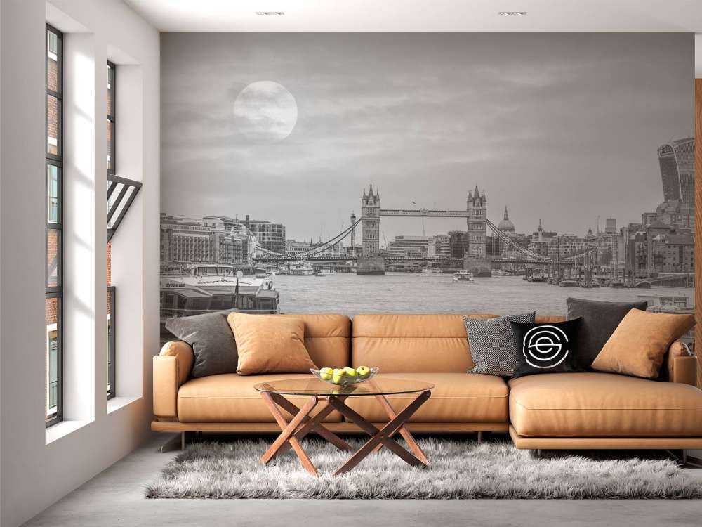 Stadsbild av London i svartvitt