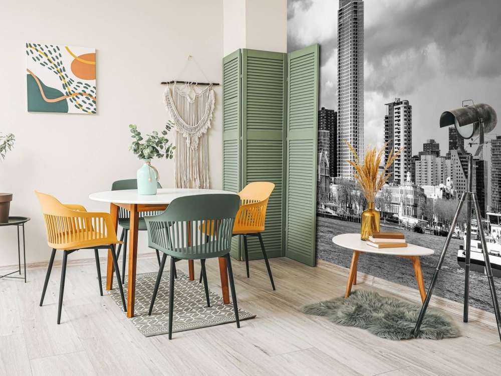 Skyline Rotterdam (Westerkade) från Katendrecht (svartvitt) 