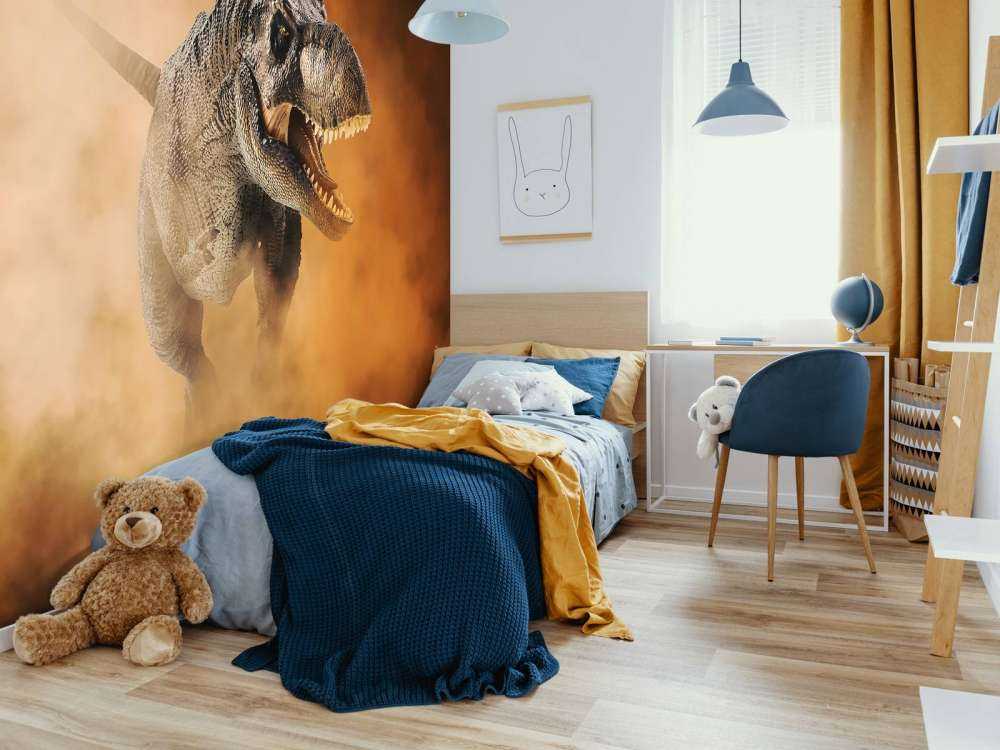 Tyrannosaurus går genom rök