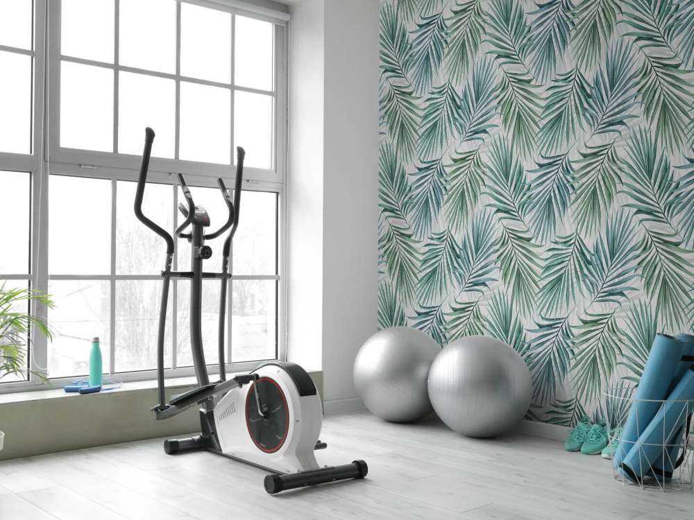 Blå och gröna palmblad